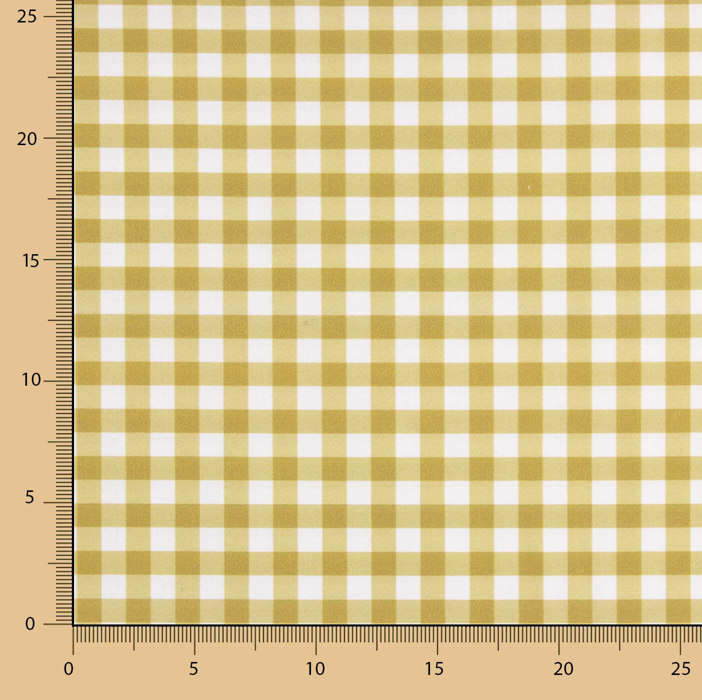 Percal imprimé à carreaux moyen ocre - Ribes y Casals