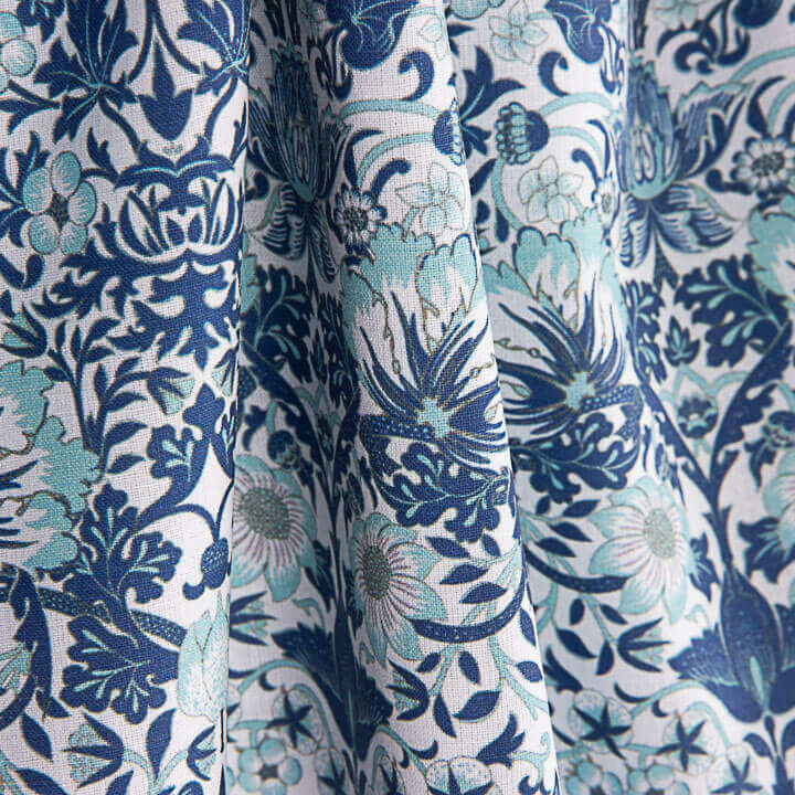 Percale imprimée Coralia Bleu - Ribes y Casals