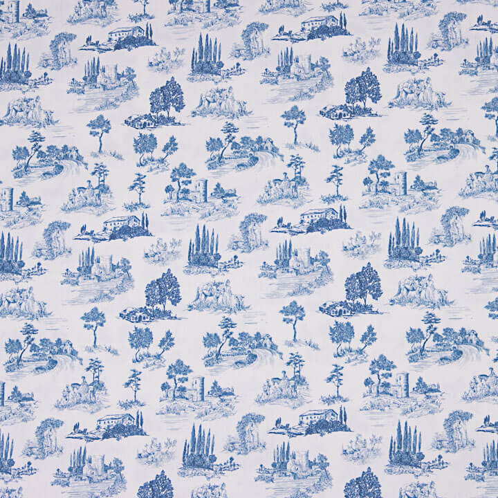 Percale imprimée Silke Bleu - Ribes y Casals