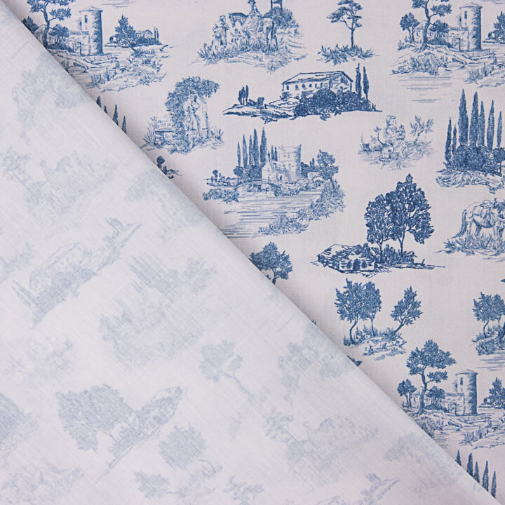 Percale imprimée Silke Bleu - Ribes y Casals