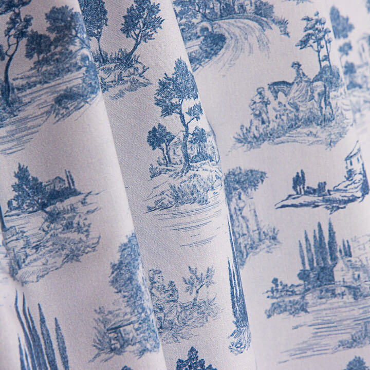 Percale imprimée Silke Bleu - Ribes y Casals