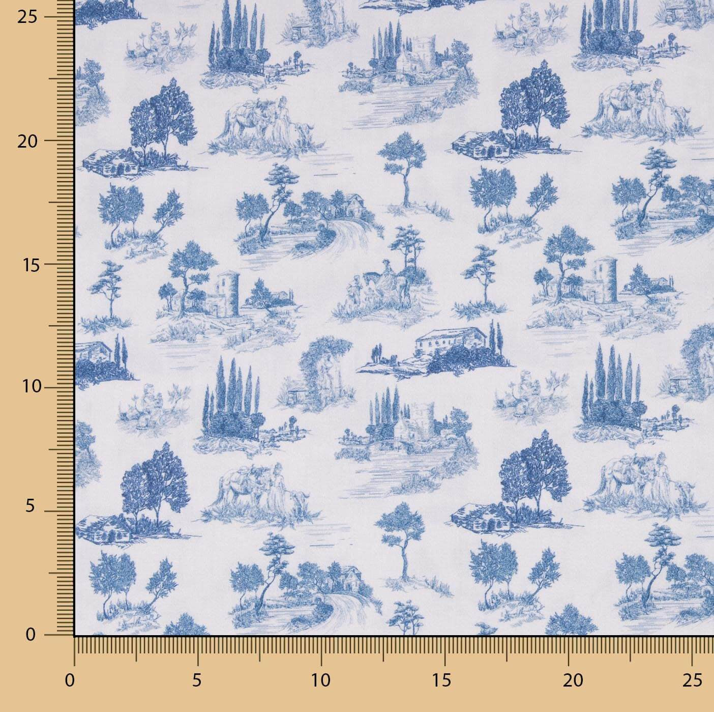 Percale imprimée Silke Bleu - Ribes y Casals