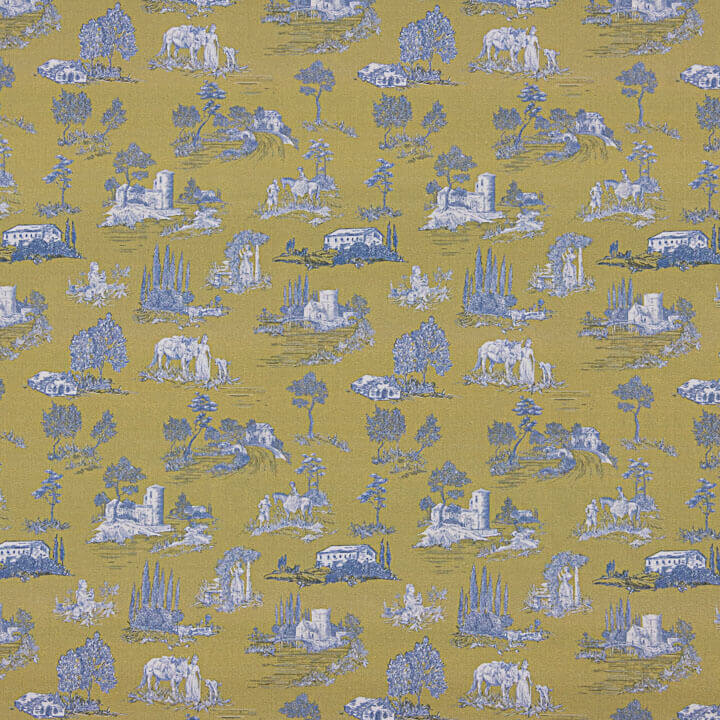 Percale imprimée Silke vert olive - Ribes y Casals