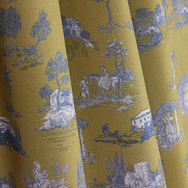 Percale imprimée Silke vert olive - Ribes y Casals