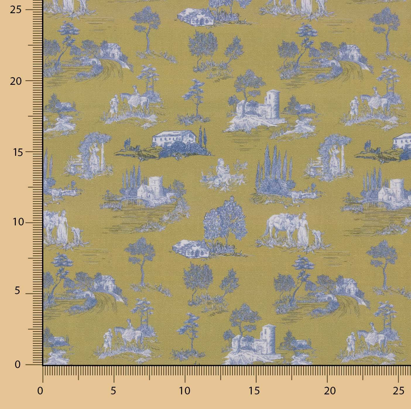 Percale imprimée Silke vert olive - Ribes y Casals
