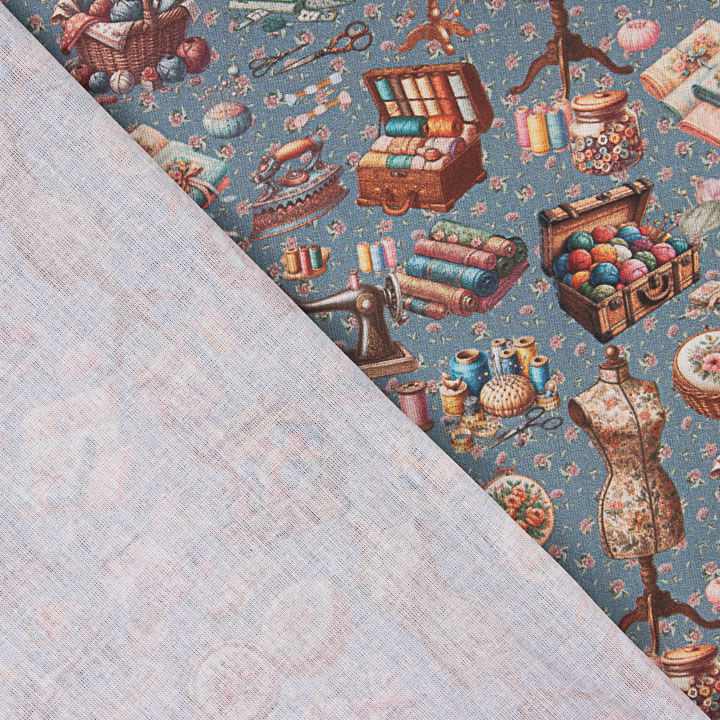 Percale imprimée Atelier Bleu - Ribes y Casals