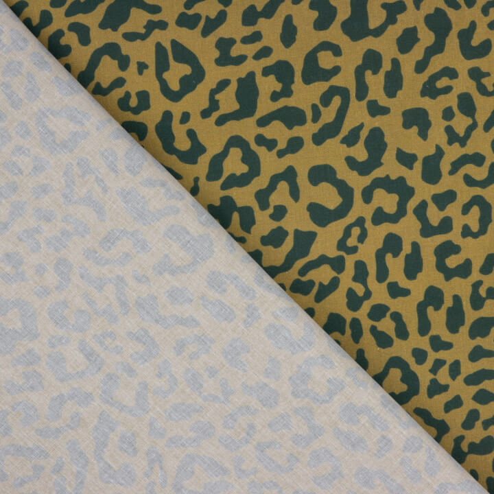 Tissu en percale imprimé « Nairobi » vert moutarde - Ribes y Casals