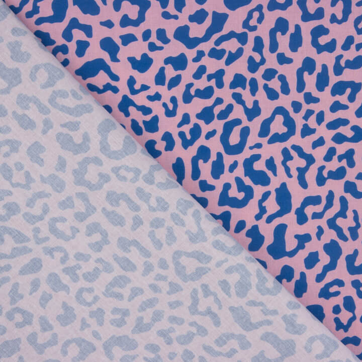 Tissu en percale imprimé rose et bleu Nairobi - Ribes y Casals