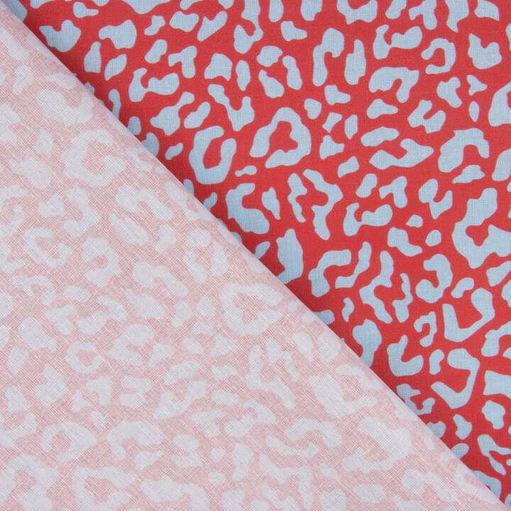 Tissu en percale imprimé rouge et bleu Nairobi - Ribes y Casals
