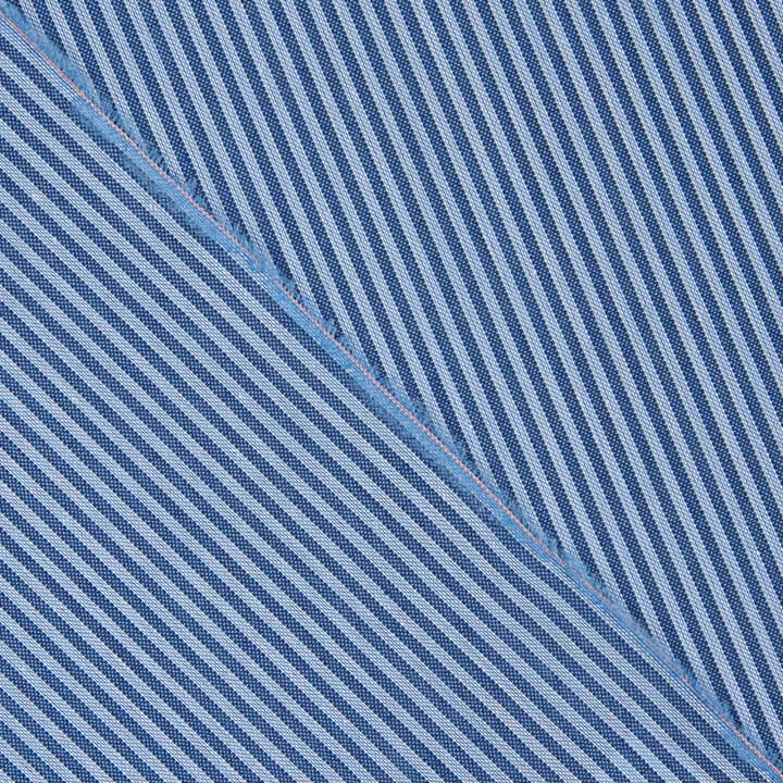 Percale à rayures bicolore bleue 1 mm - Ribes y Casals
