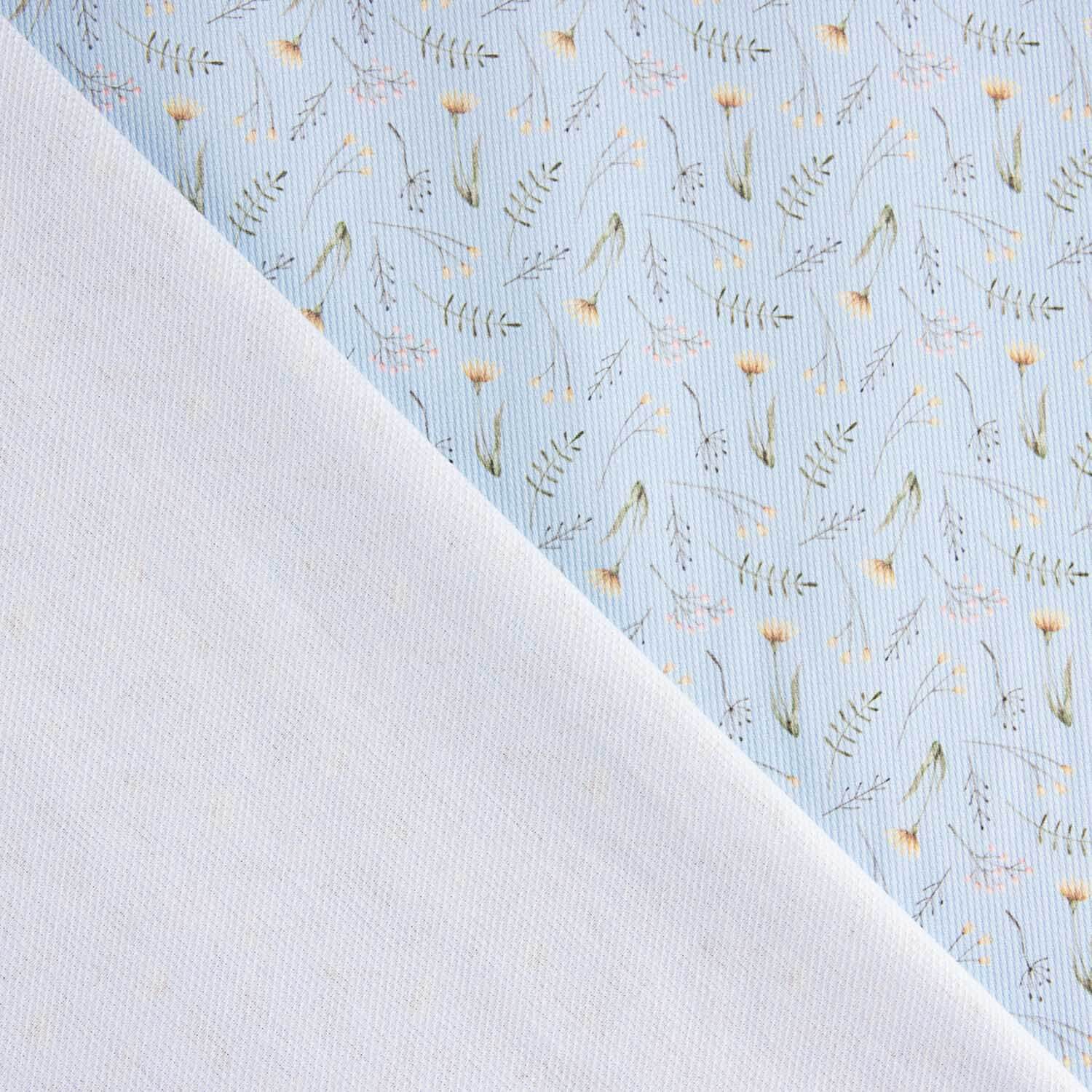 Piqué coton Ramitas Silvestres Bleu - Ribes y Casals