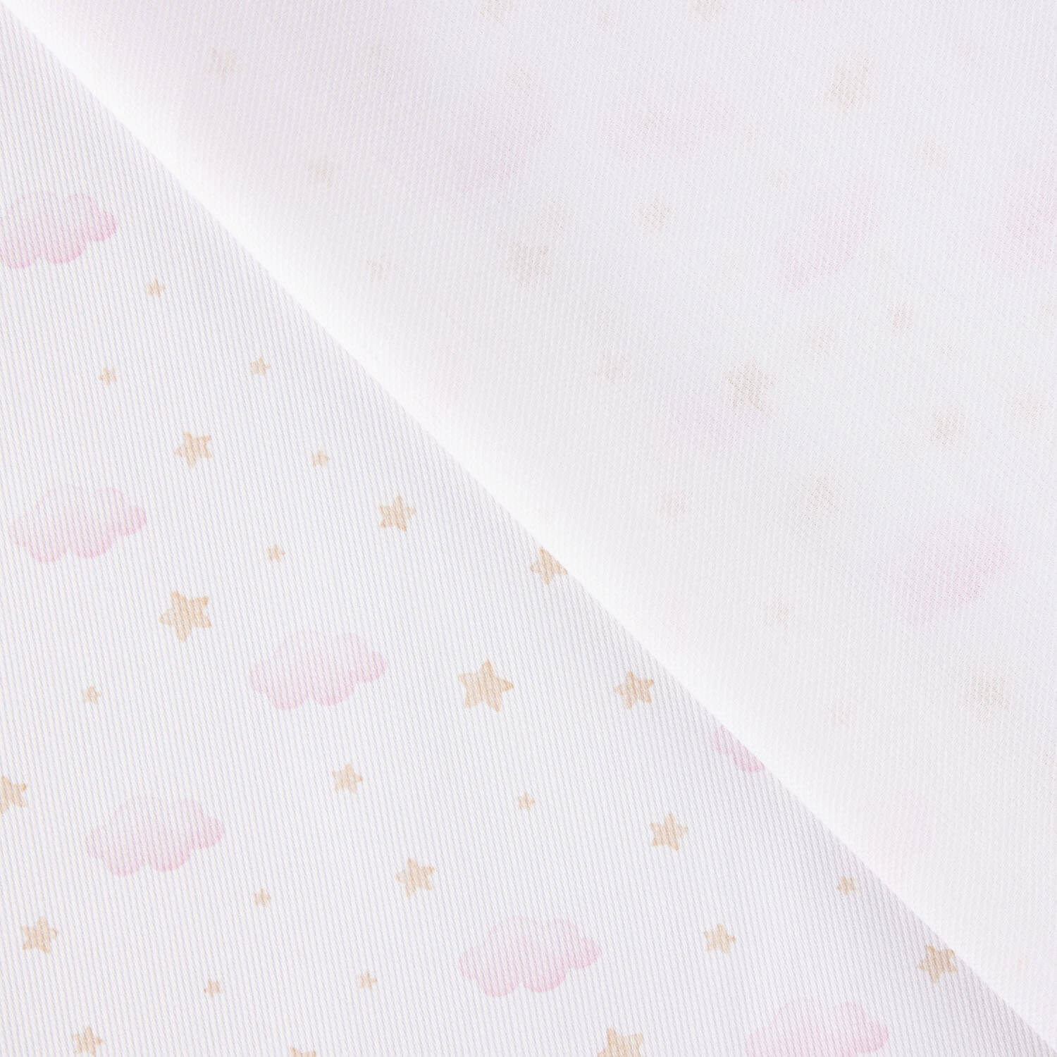 Piqué coton Nuages et étoiles rose - Ribes y Casals