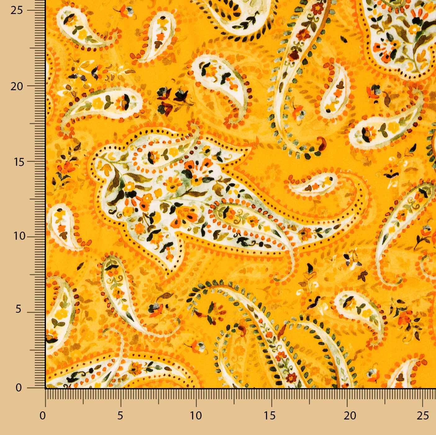 Viscose imprimée Paisley orange doux - Ribes y Casals