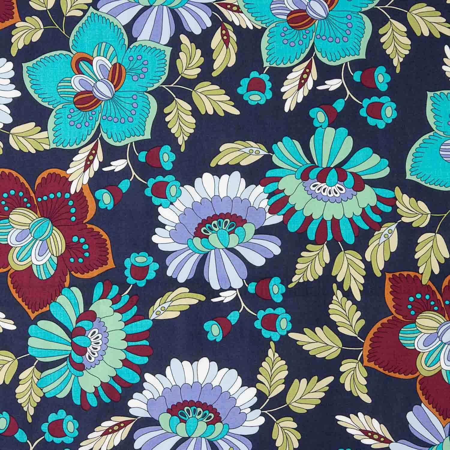 Viscose imprimée Jardin bohème bleu - Ribes y Casals