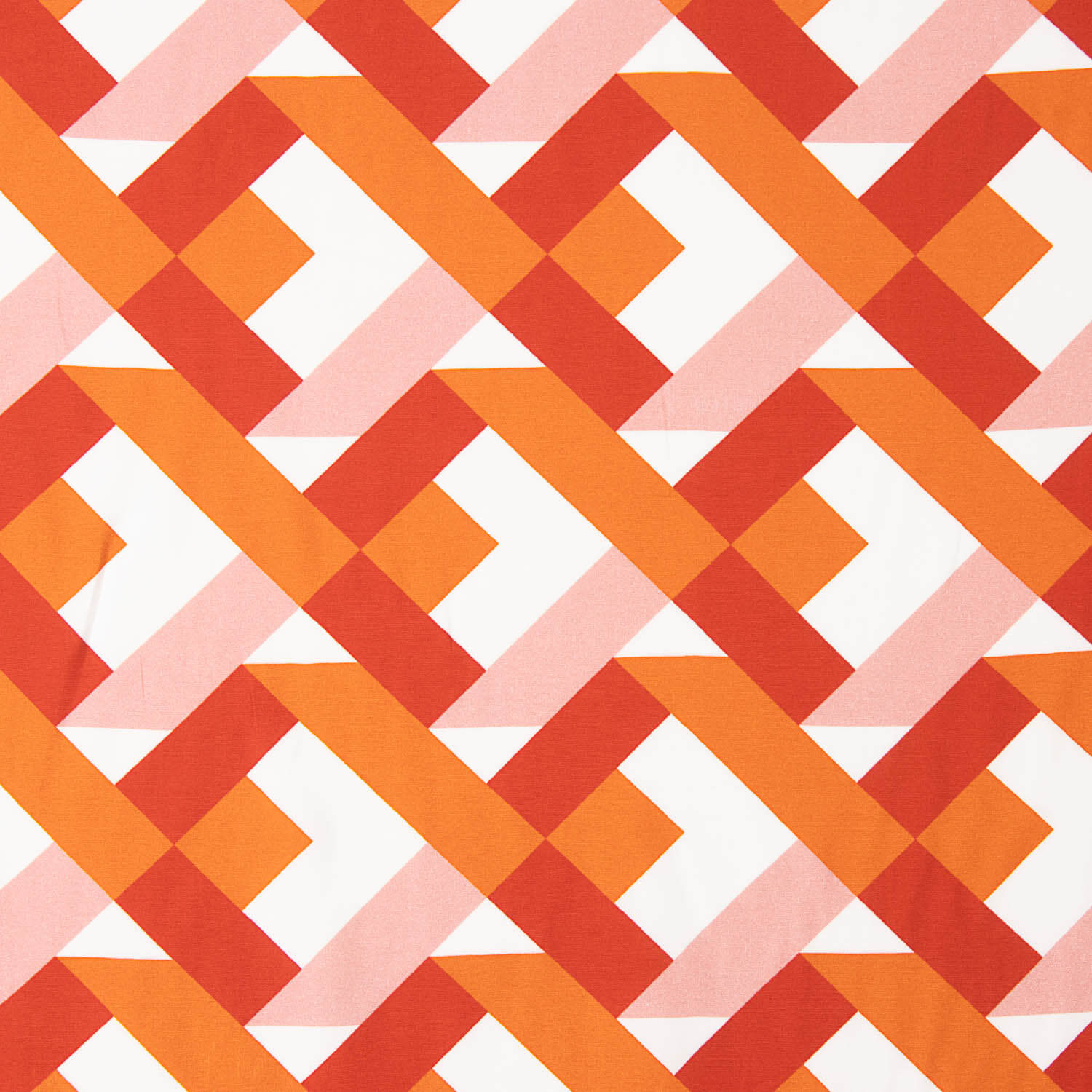 Viscose imprimée de motifs géométriques orange et corail - Ribes y Casals