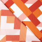 Viscose imprimée de motifs géométriques orange et corail - Ribes y Casals