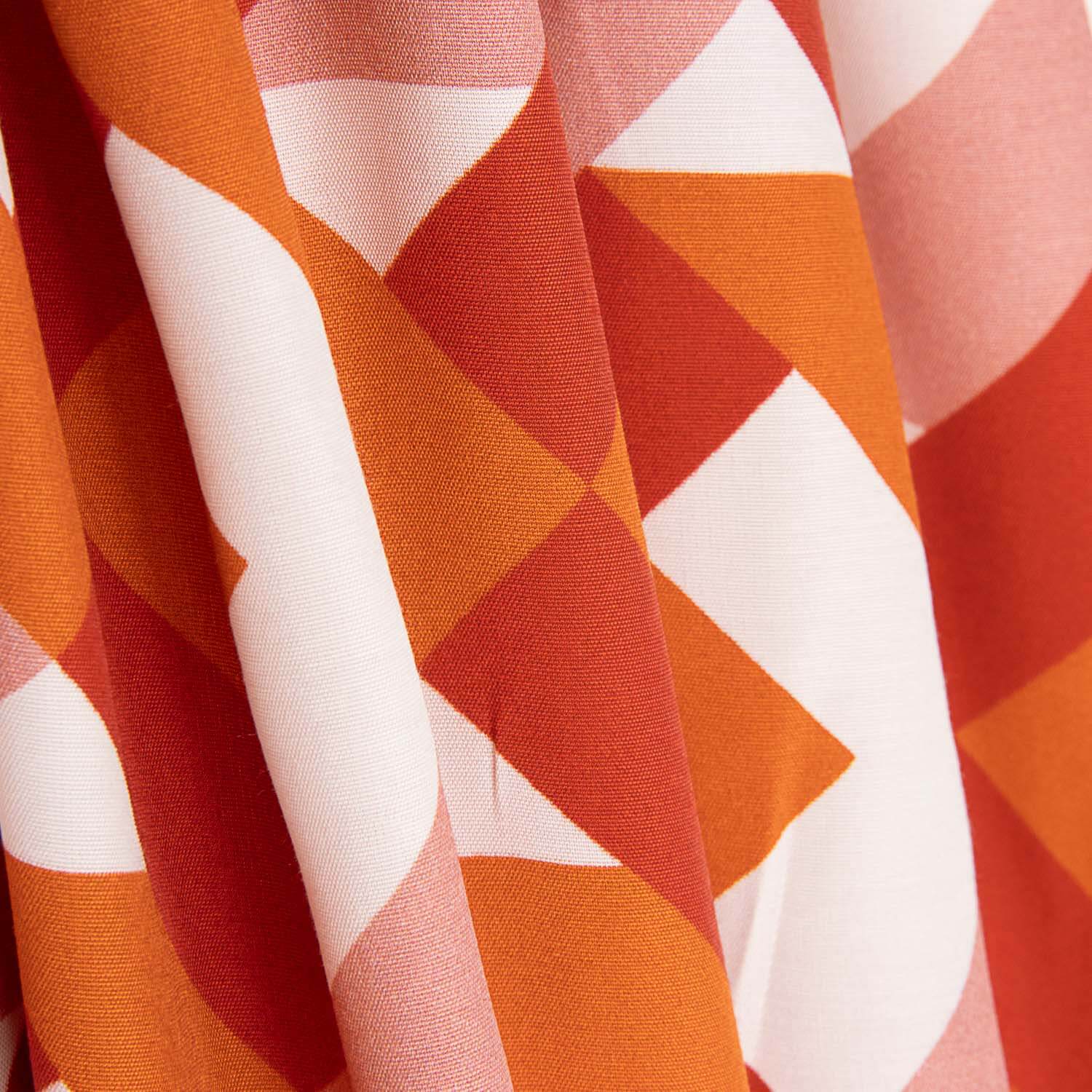 Viscose imprimée de motifs géométriques orange et corail - Ribes y Casals