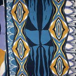 Viscose imprimée géométrique bleu et moutarde - Ribes y Casals