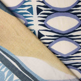 Viscose imprimée géométrique bleu et moutarde - Ribes y Casals