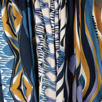 Viscose imprimée géométrique bleu et moutarde - Ribes y Casals