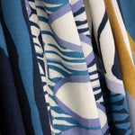 Viscose imprimée géométrique bleu et moutarde - Ribes y Casals