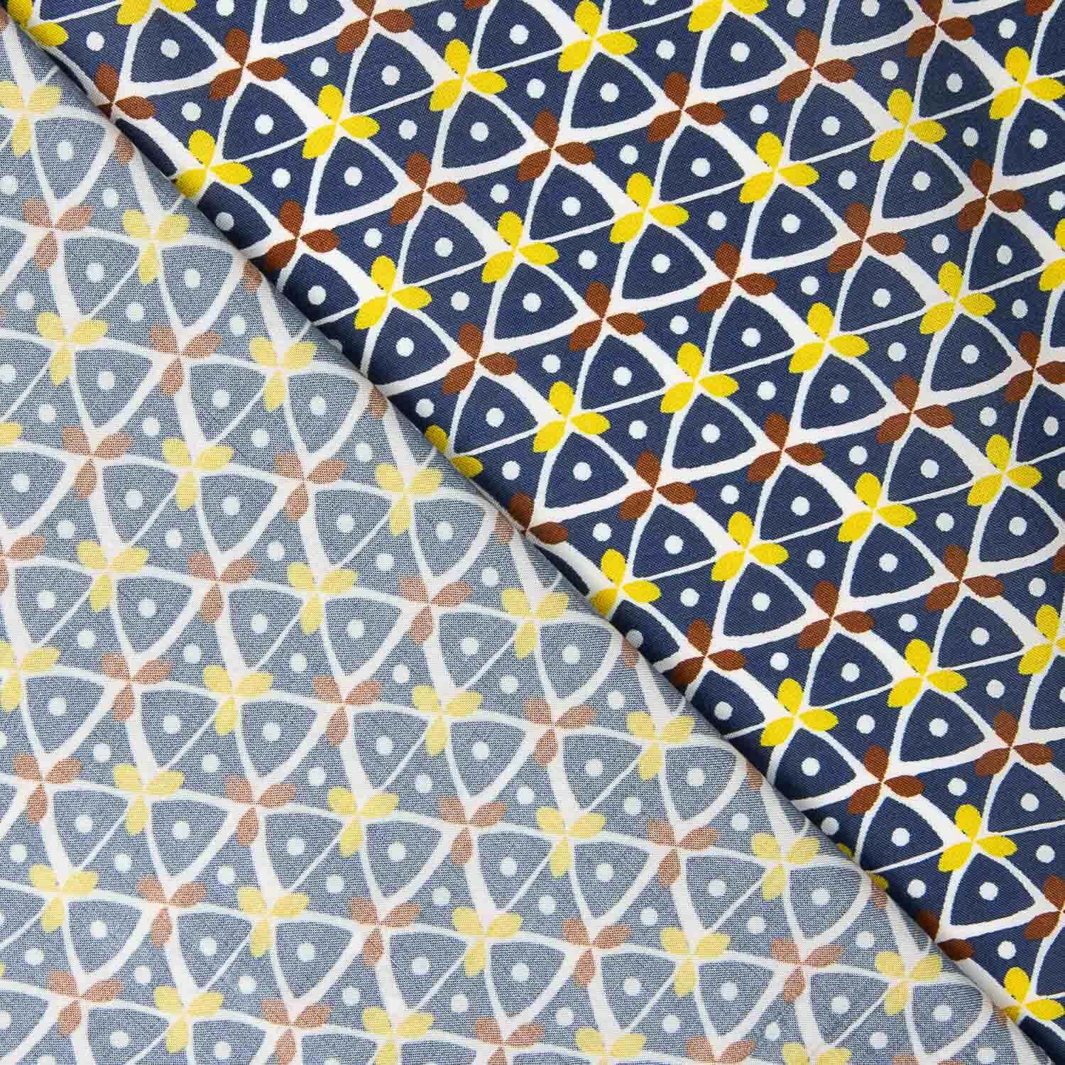 Viscose imprimée Kaleido bleu marine - Ribes y Casals