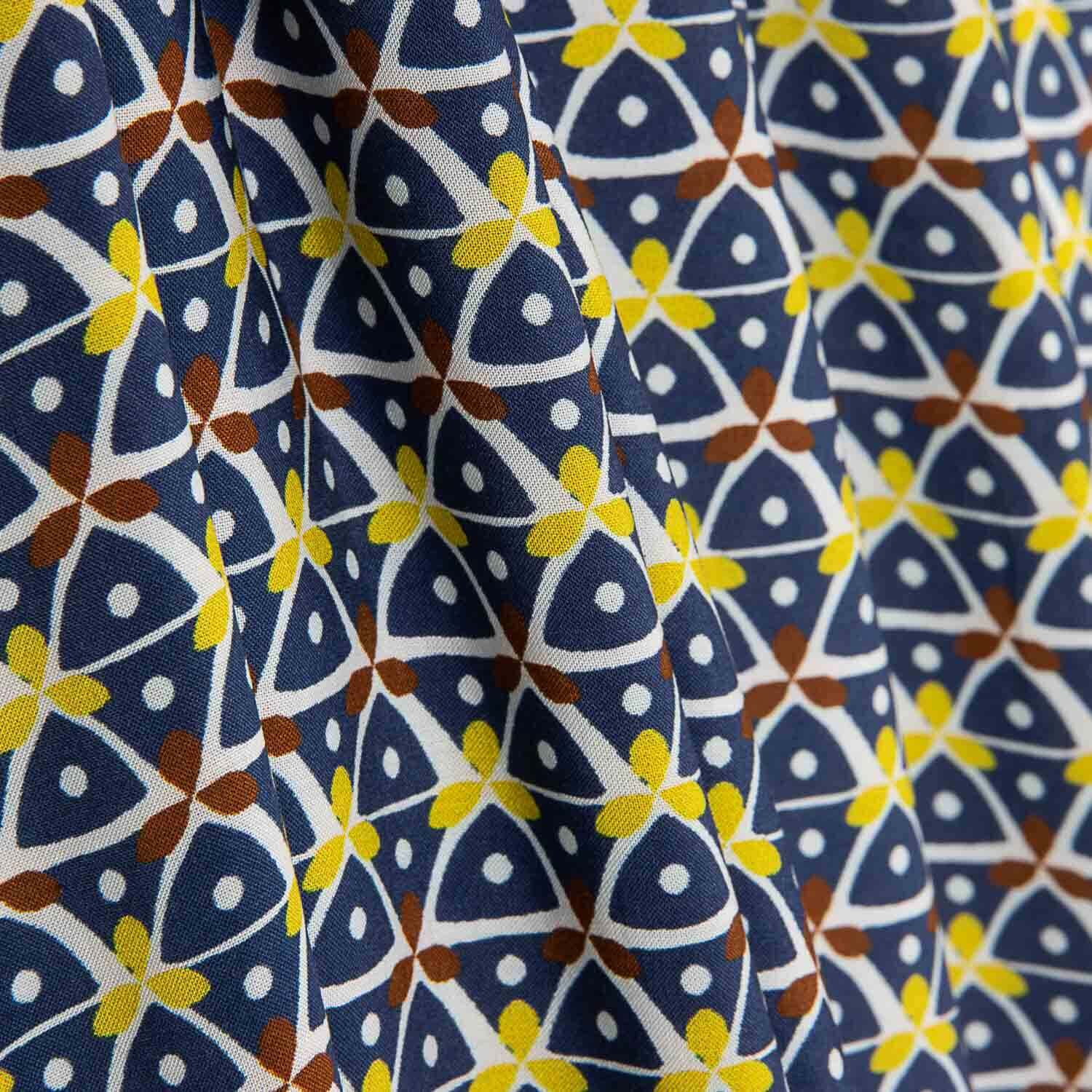 Viscose imprimée Kaleido bleu marine - Ribes y Casals