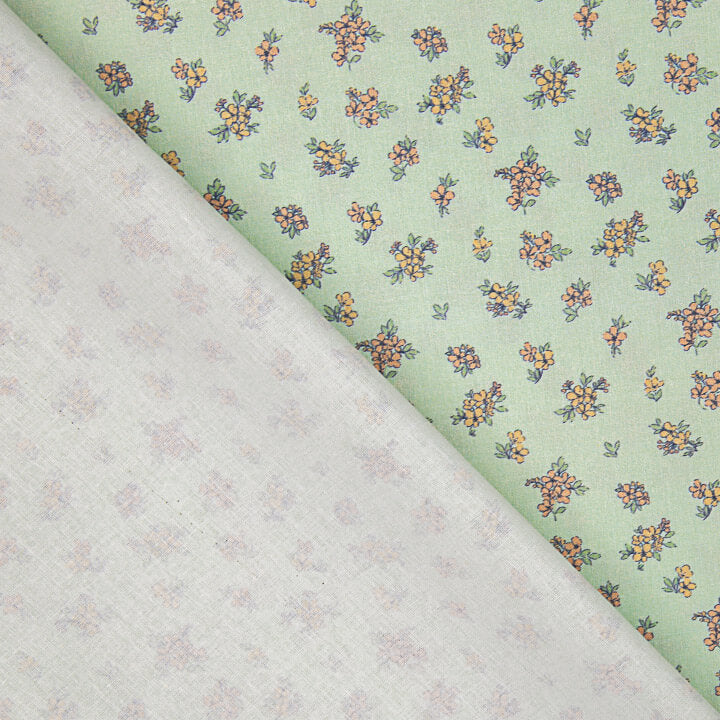 Percale imprimée de petites fleurs vintage vert d'eau - Ribes y Casals