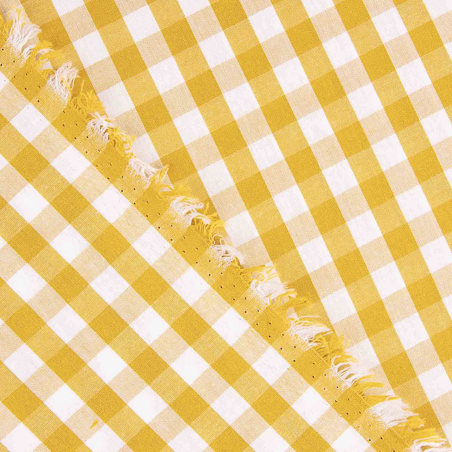 Chiffon popeline Coton Carreaux Maxi Ocre 140 x 145 cm - Ribes y Casals