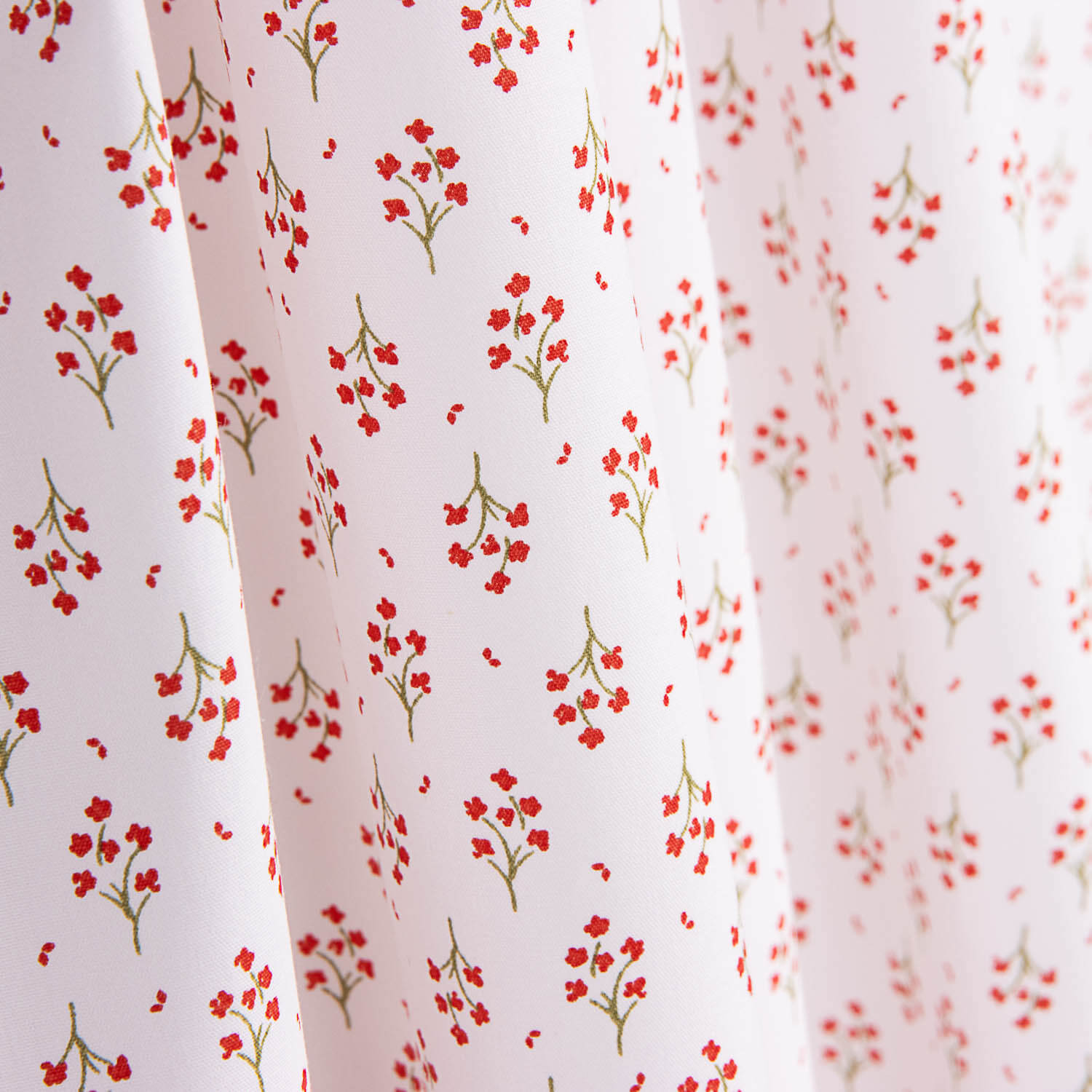 Popeline de coton biologique imprimée bouquets rouges - Ribes y Casals
