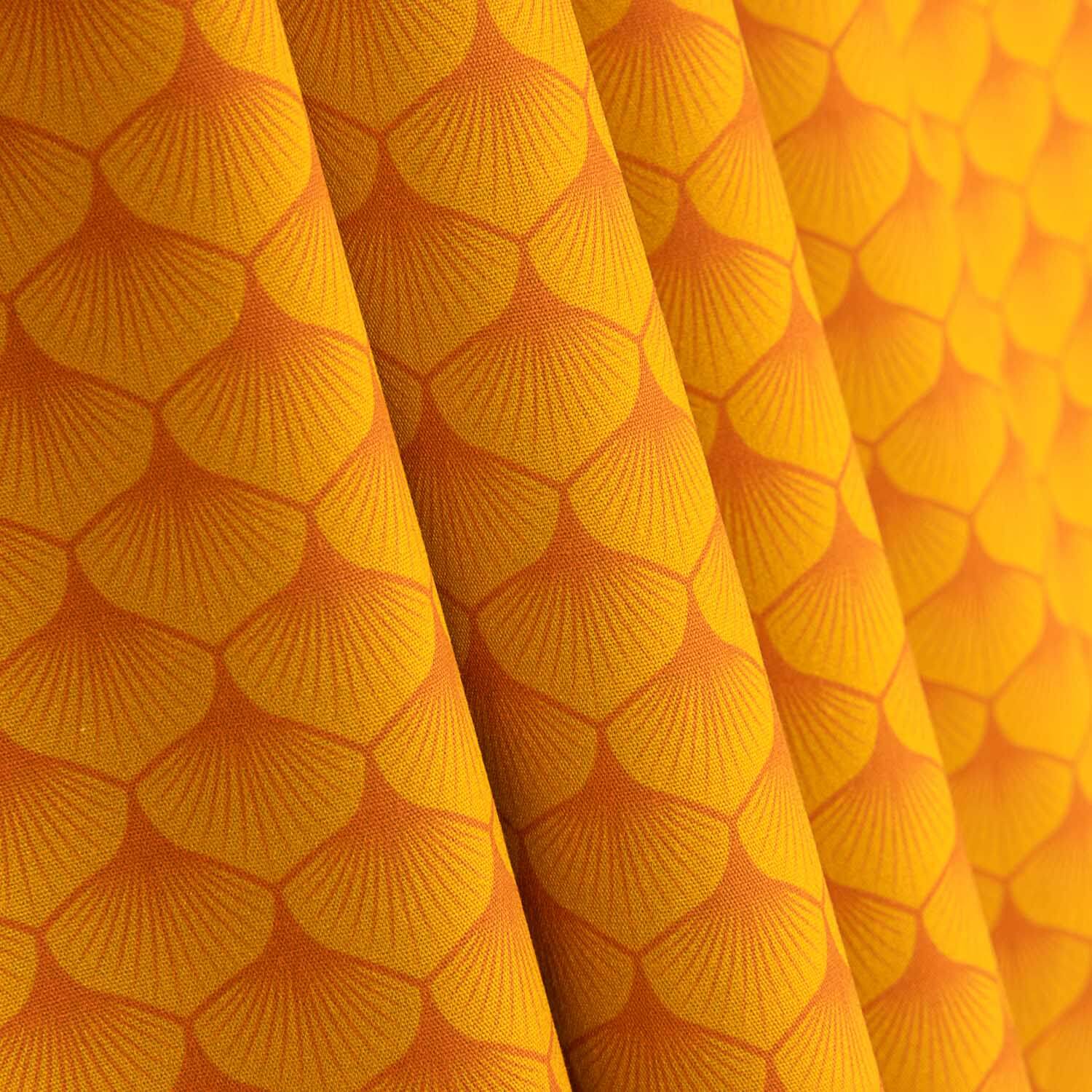 Popeline de coton imprimée « Éventails » orange - Ribes y Casals