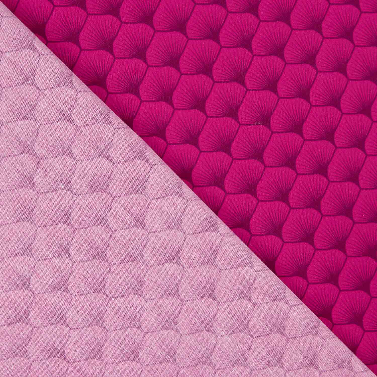 Popeline de coton imprimée « Éventails » fuchsia - Ribes y Casals