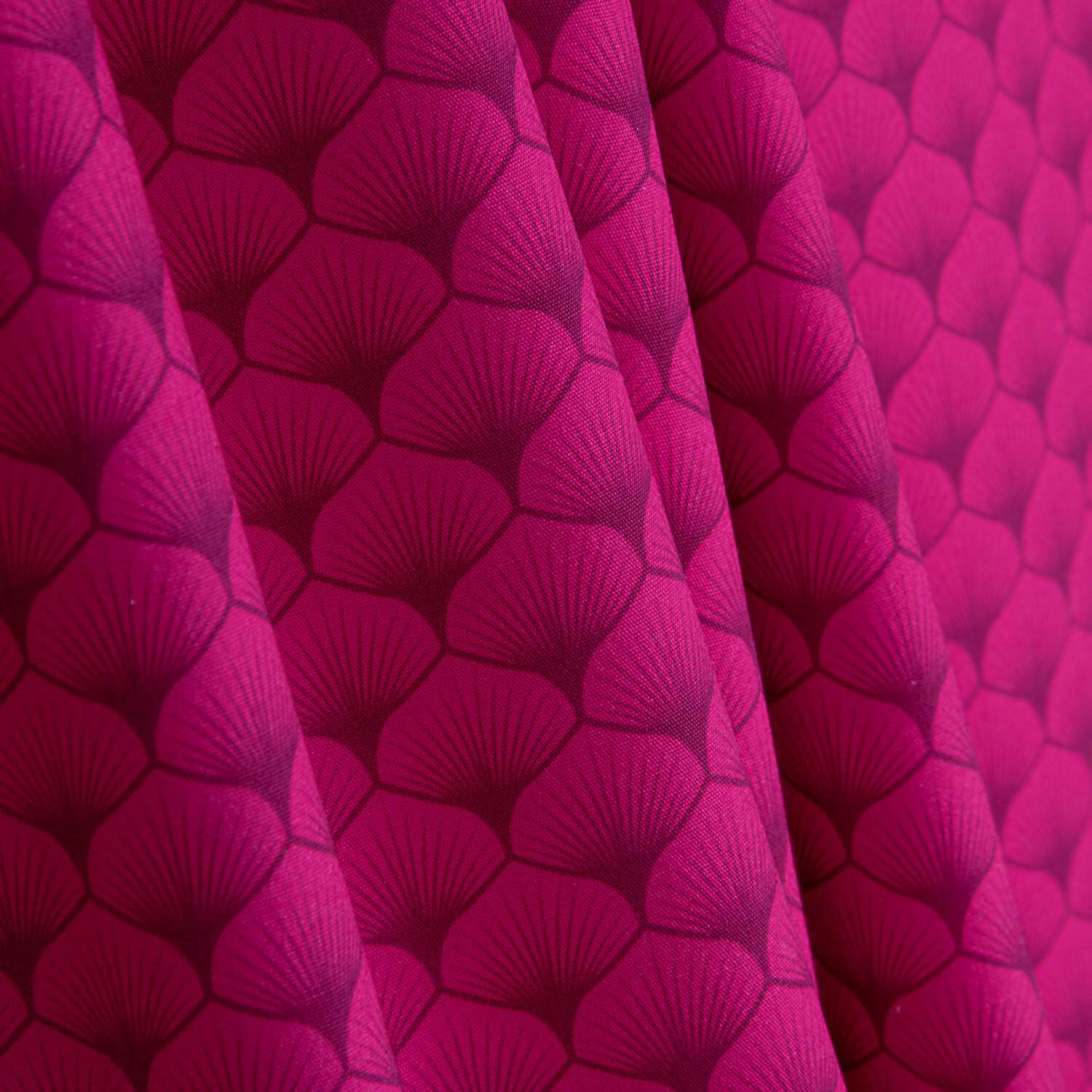 Popeline de coton imprimée « Éventails » fuchsia - Ribes y Casals