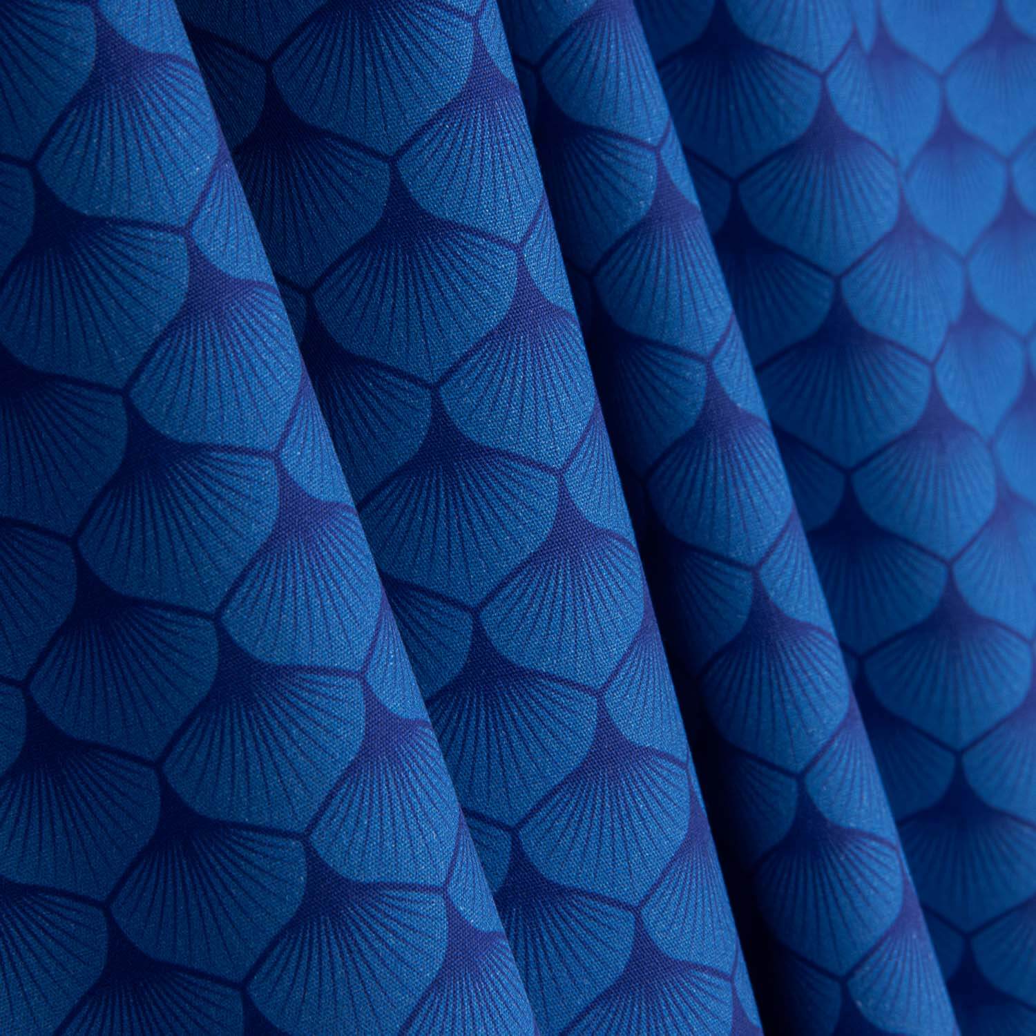 Popeline de coton imprimée « Éventails bleus » - Ribes y Casals