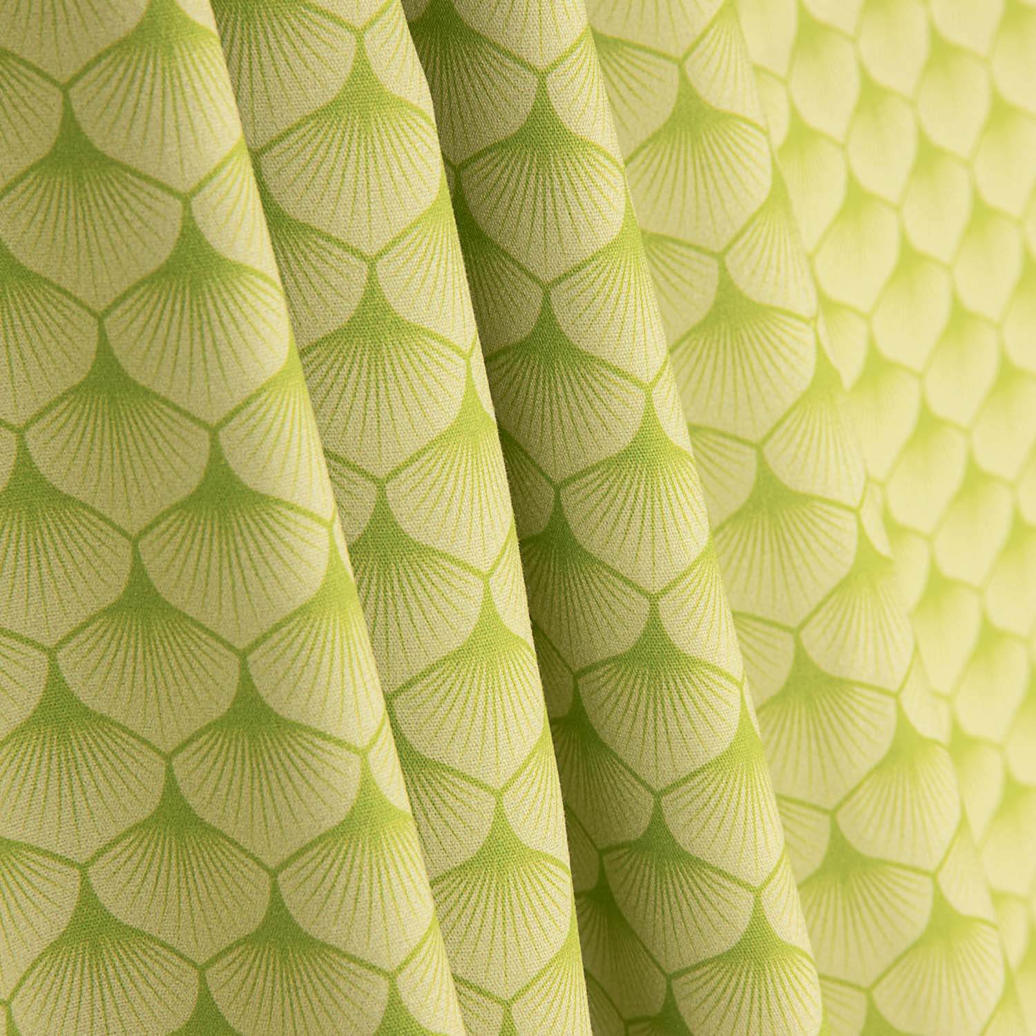 Popeline de coton imprimée « Éventails verts » - Ribes y Casals