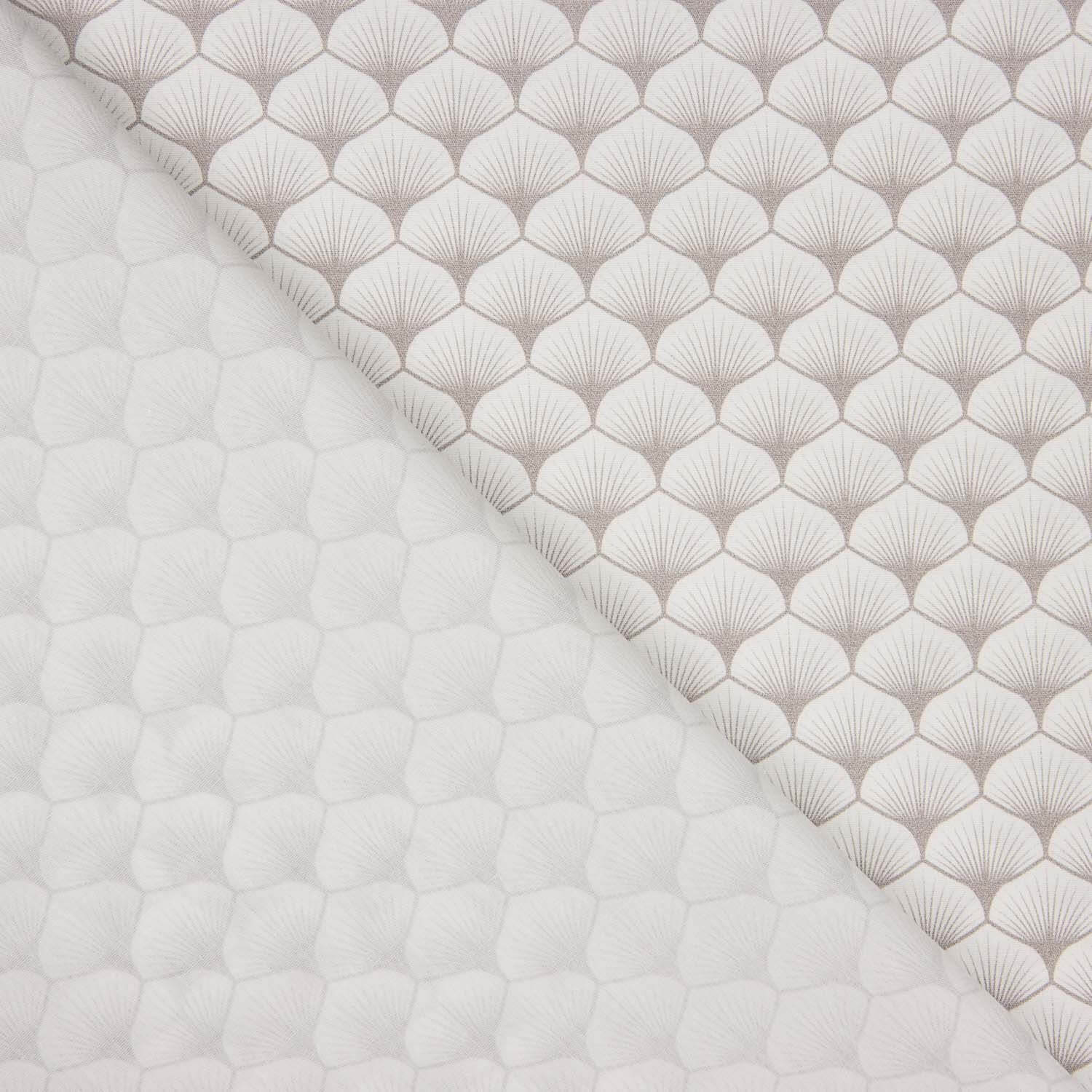 Popeline de coton imprimée « Éventails » Gris - Ribes y Casals