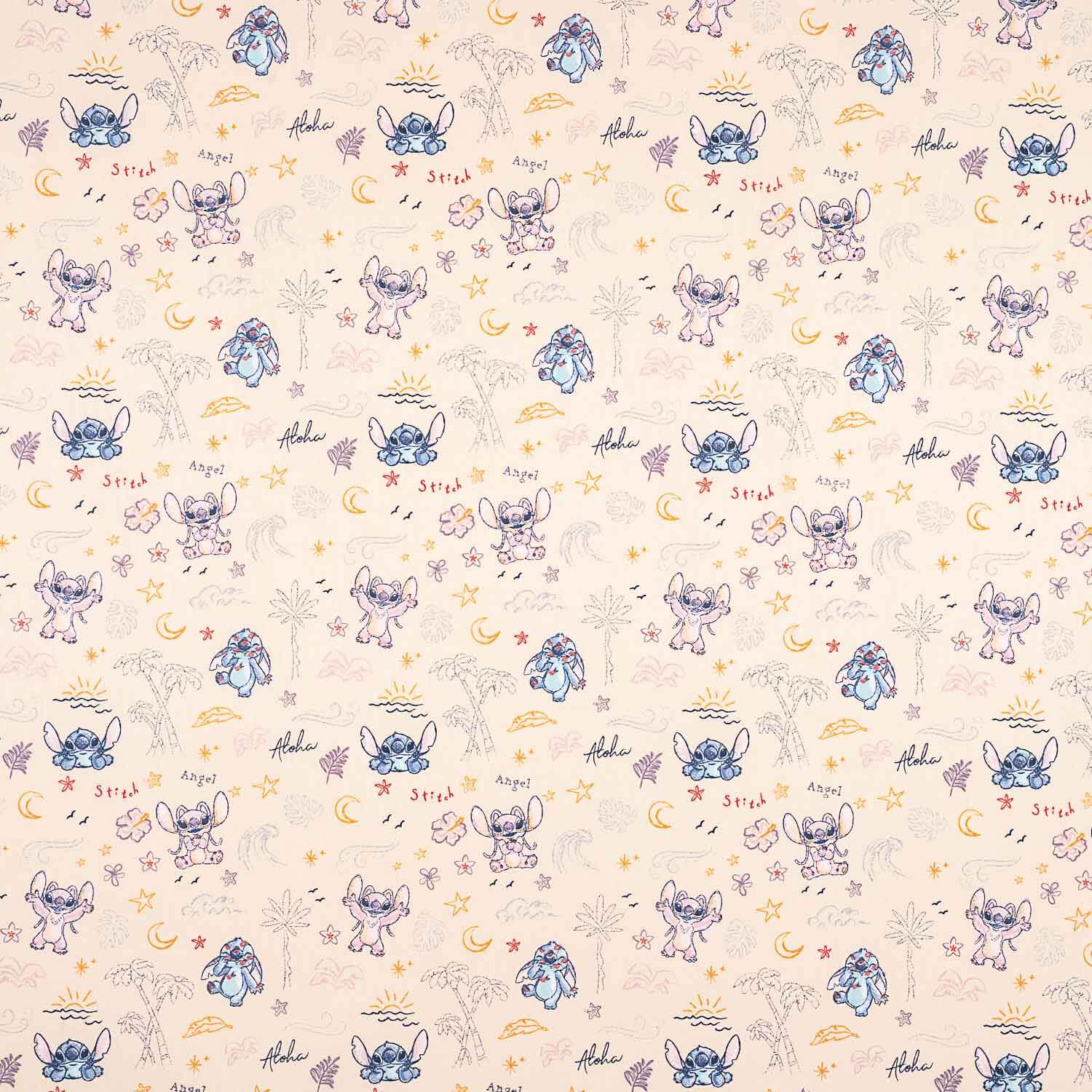 Popeline de coton imprimée Stitch y Angel - Ribes y Casals