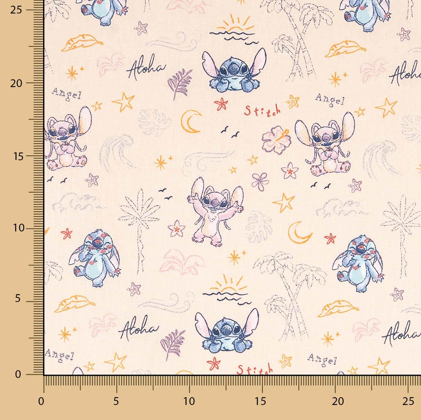 Popeline de coton imprimée Stitch y Angel - Ribes y Casals