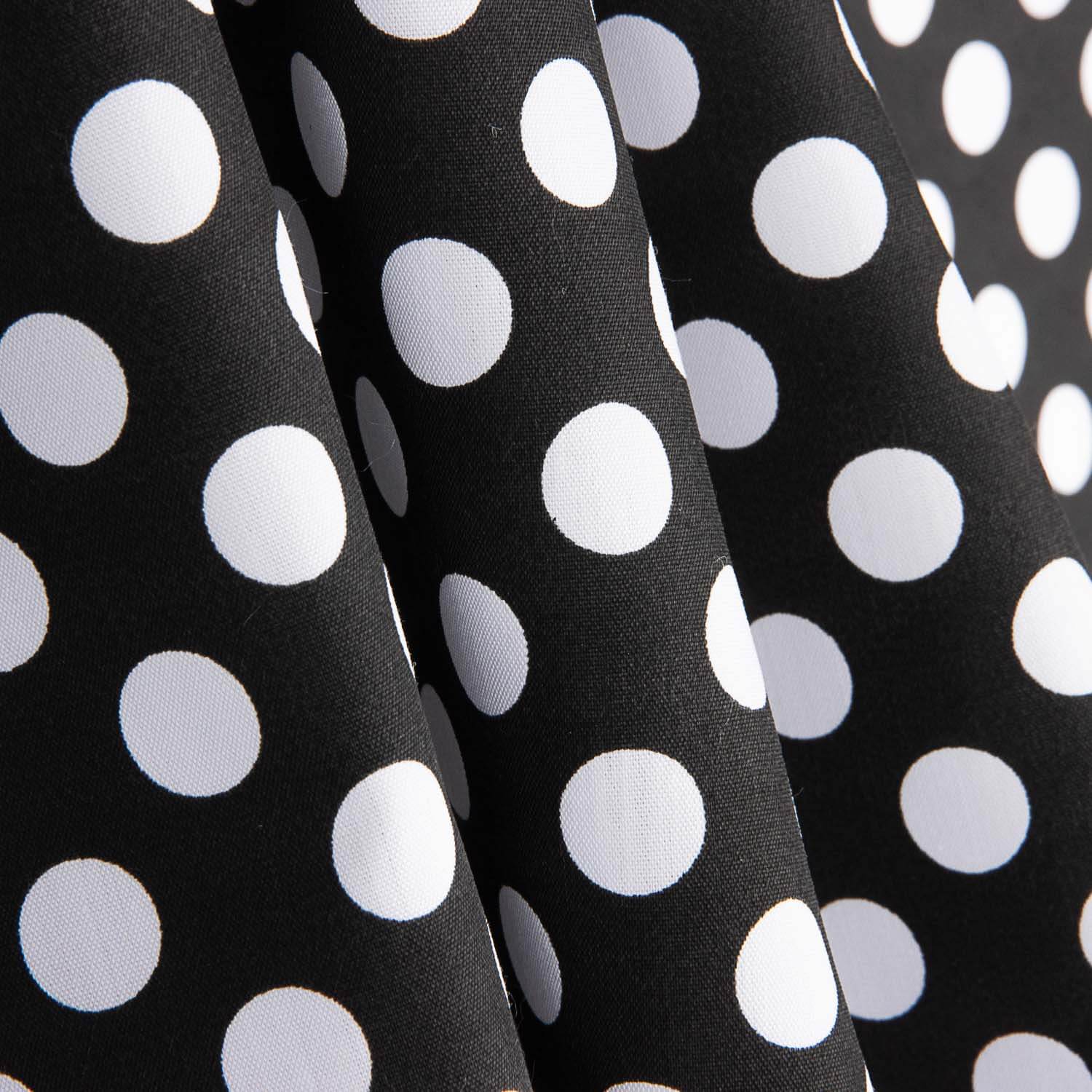 Popeline à Pois Flamenco Fond Noir 15mm - Ribes y Casals
