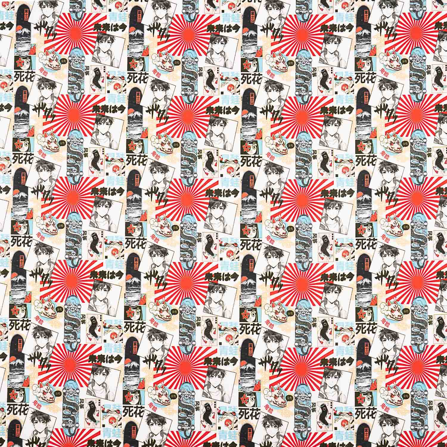 Popeline de coton imprimée à manches japonaises - Ribes y Casals