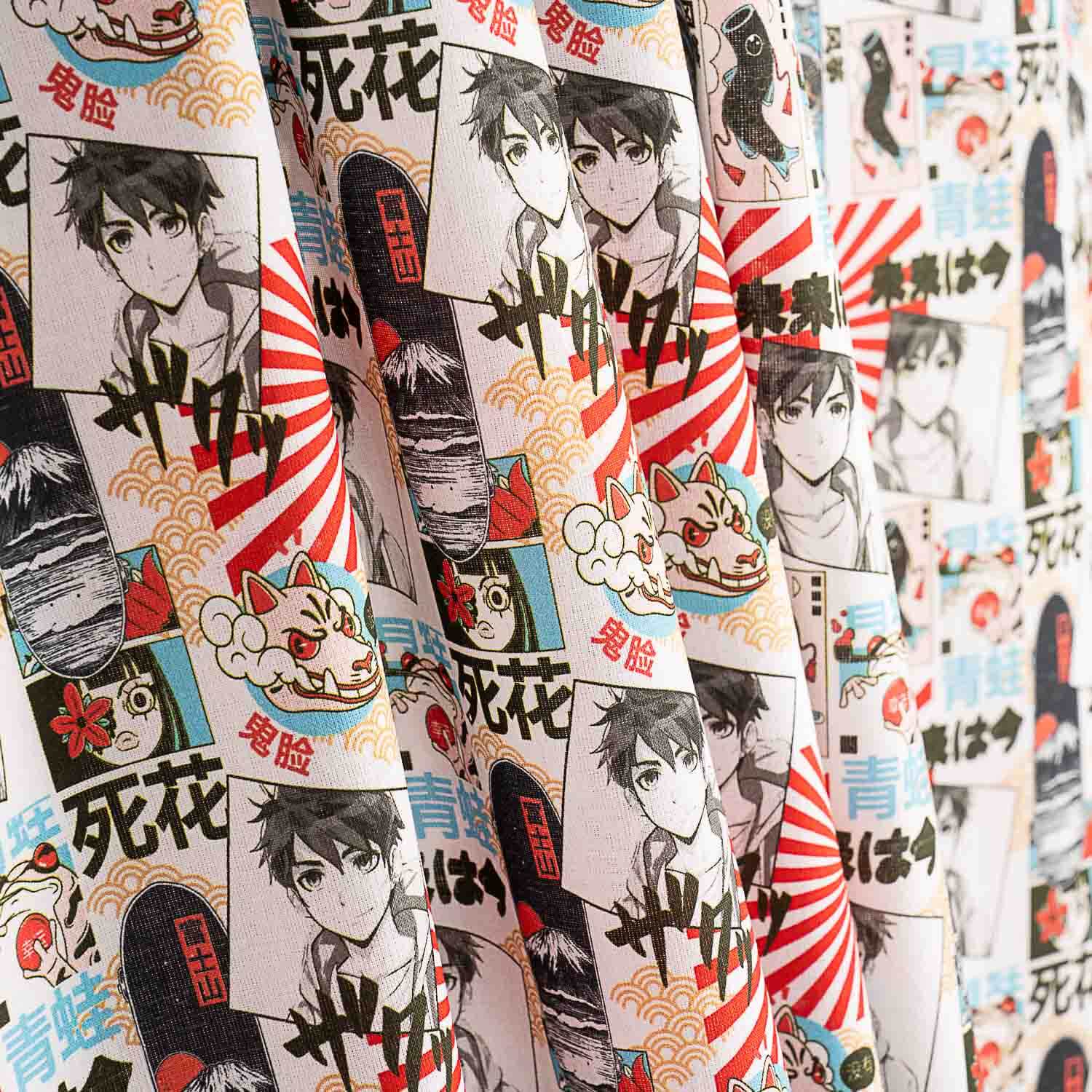 Popeline de coton imprimée à manches japonaises - Ribes y Casals