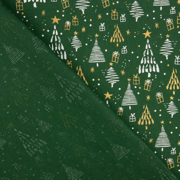 Tissu en popeline imprimé « Green Christmas Forest » - Ribes y Casals