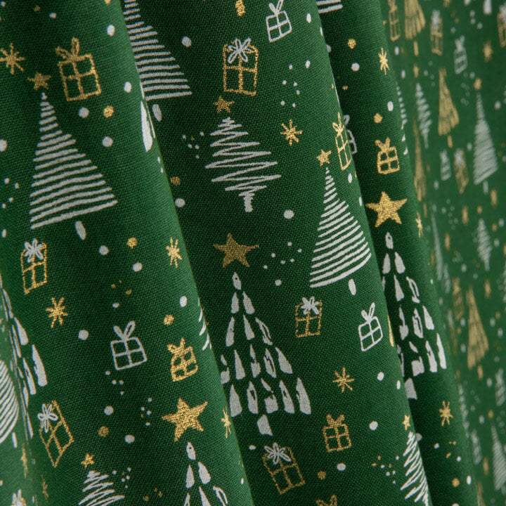 Tissu en popeline imprimé « Green Christmas Forest » - Ribes y Casals