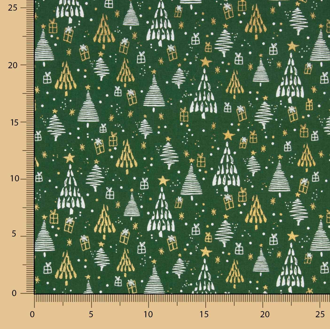 Tissu en popeline imprimé « Green Christmas Forest » - Ribes y Casals