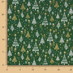 Tissu en popeline imprimé « Green Christmas Forest » - Ribes y Casals
