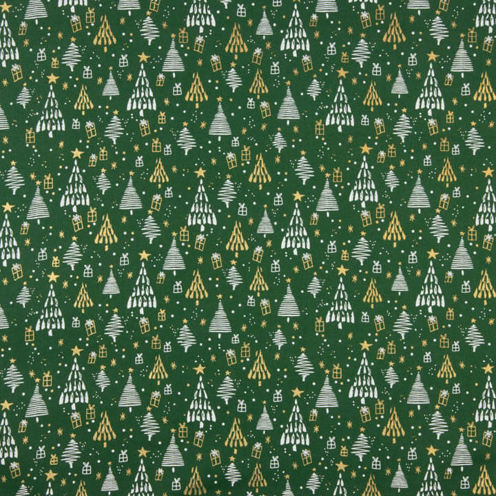 Tissu en popeline imprimé « Green Christmas Forest » - Ribes y Casals