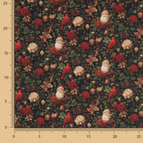 Popeline imprimée sur le thème de Noël représentant le Père Noël et des cardinaux - Ribes y Casals