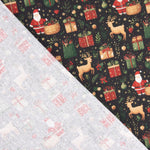 Popeline imprimée de Noël : Père Noël et rennes - Ribes y Casals