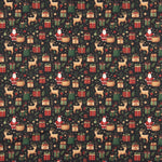 Popeline imprimée de Noël : Père Noël et rennes - Ribes y Casals