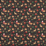 Popeline imprimée de Noël : Père Noël et rennes - Ribes y Casals